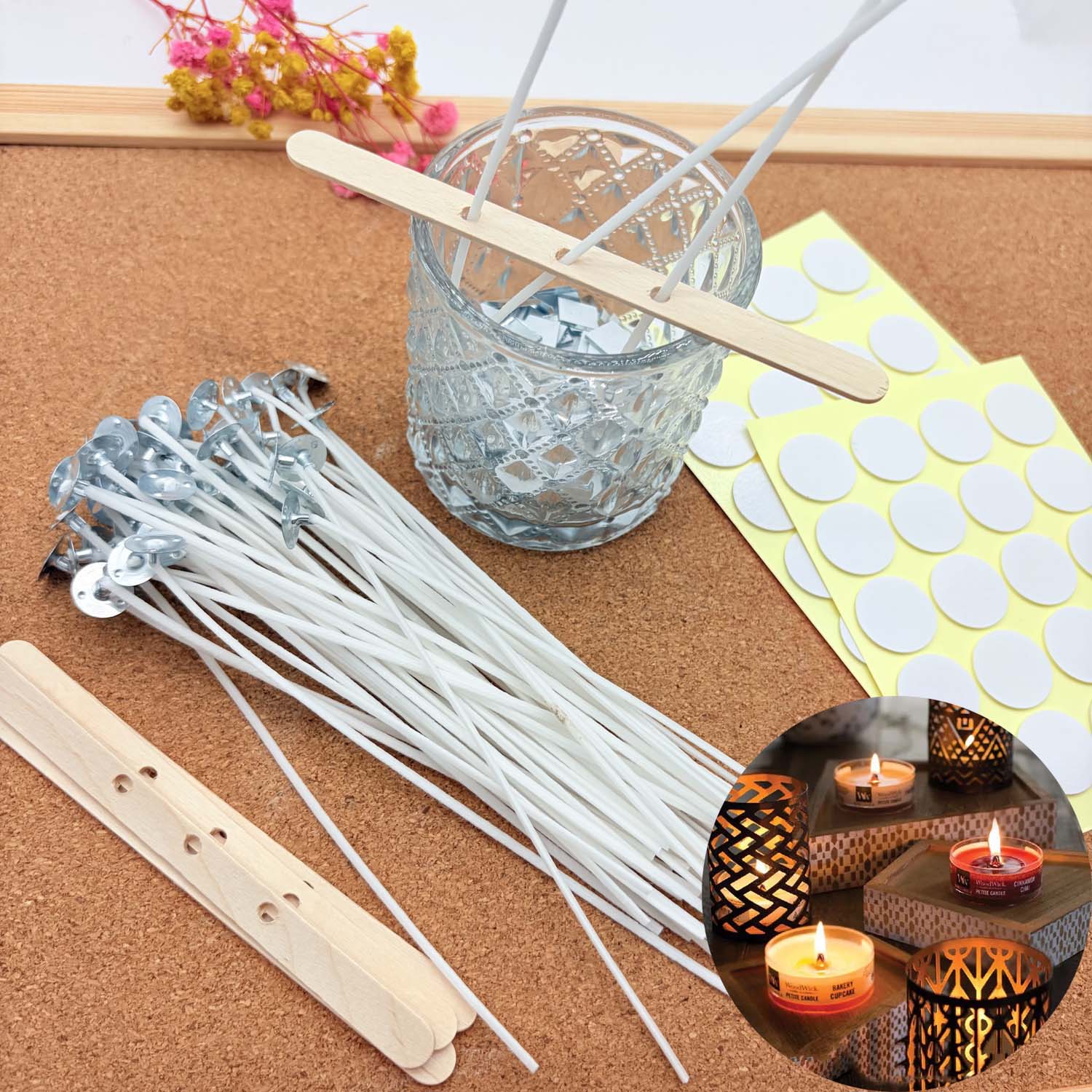Wooden Wick Candle - 1 SET Kit Fai da Te