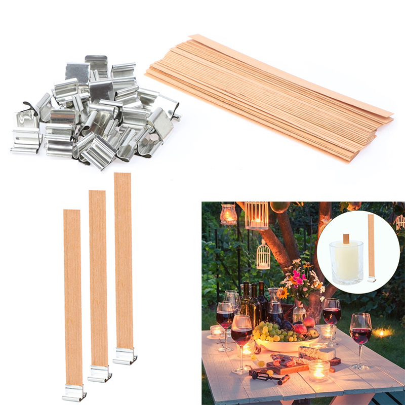 Wooden Wick Candle - 10set 13cm candele in legno stoppino