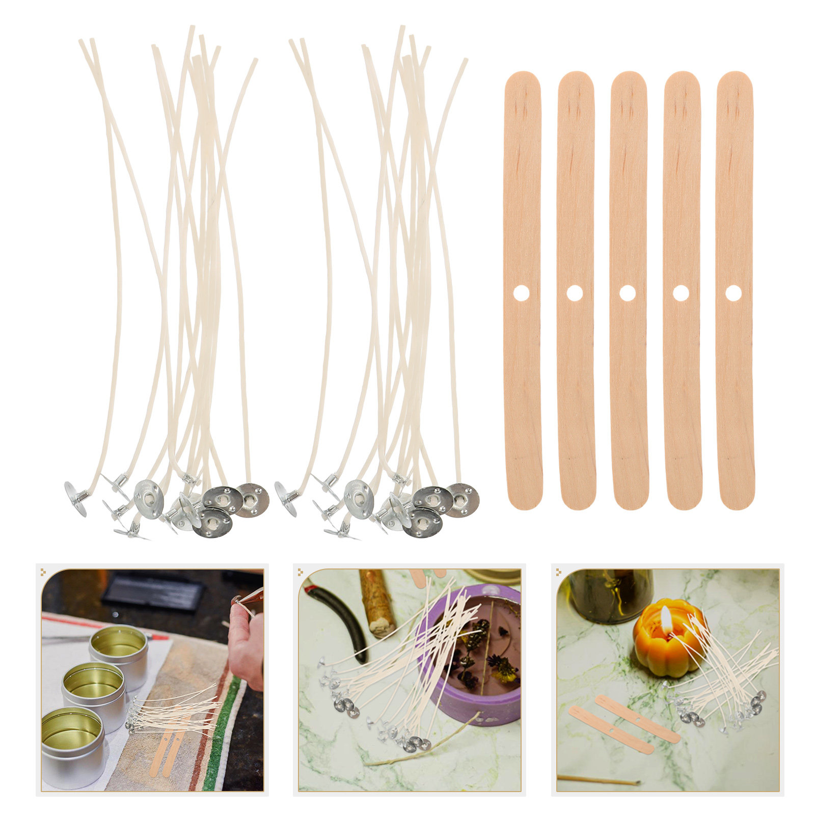 Wooden Wick Candle - 1 Set Kit Fai-da-Te Tutto-in-Uno con