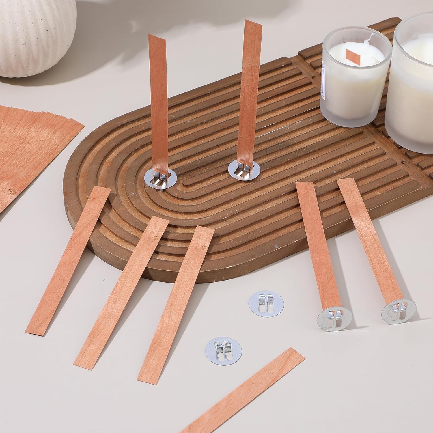 Wooden Wick Candle - 60 Stoppini in Legno per Candele,