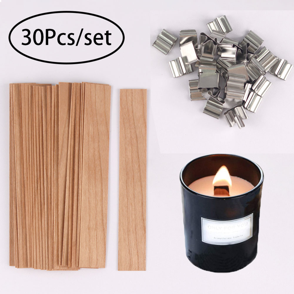 Wooden Wick Candle - 30 stoppini per candele in legno,